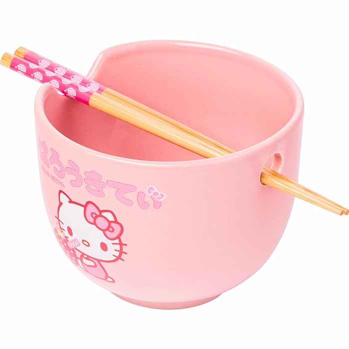 Hello Kitty Ramen Bowl & Chopsticks - Strawberry