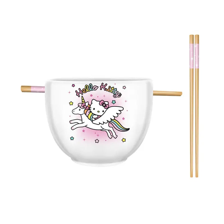 Hello Kitty Ramen Bowl & Chopsticks - Unicorn 