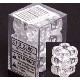 Chessex - 16MM D6 Translucent Dice - Clear/White