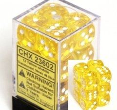 Chessex - 16MM D6 Translucent Dice - Yellow/White
